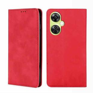 For OnePlus Nord CE 3 Lite 5G Skin Feel Magnetic Leather Phone Case(Red)