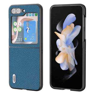 For Samsung Galaxy Z Flip5 ABEEL Genuine Leather Litchi Texture Phone Case(Blue)