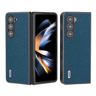 For Samsung Galaxy Z Fold5 ABEEL Genuine Leather Litchi Texture Phone Case(Blue)