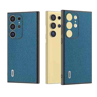 For Samsung Galaxy S24 Ultra 5G ABEEL Genuine Leather Litchi Texture Phone Case(Blue)