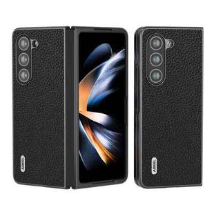 For Samsung Galaxy Z Fold6 ABEEL Genuine Leather Litchi Texture Phone Case(Black)