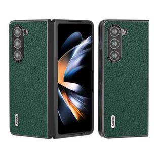 For Samsung Galaxy Z Fold6 ABEEL Genuine Leather Litchi Texture Phone Case(Green)