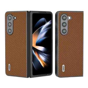 For Samsung Galaxy Z Fold5 ABEEL Carbon Fiber Texture Protective Phone Case(Light Brown)