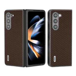 For Samsung Galaxy Z Fold5 ABEEL Carbon Fiber Texture Protective Phone Case(Dark Brown)