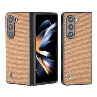 For Samsung Galaxy Z Fold5 ABEEL Carbon Fiber Texture Protective Phone Case(Gold)