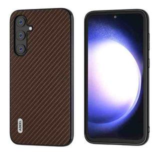 For Samsung Galaxy S23 FE 5G ABEEL Carbon Fiber Texture Protective Phone Case(Dark Brown)