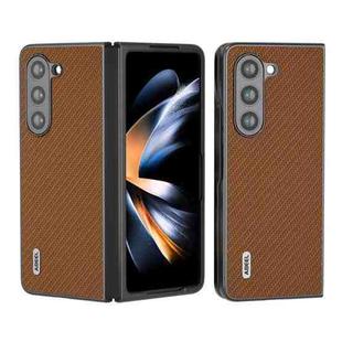 For Samsung Galaxy Z Fold6 ABEEL Carbon Fiber Texture Protective Phone Case(Light Brown)