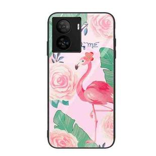 For vivo iQOO Z7 Colorful Painted Glass Phone Case(Flamingo)