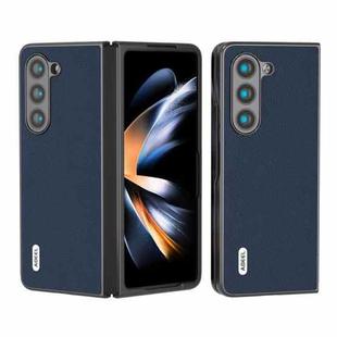 For Samsung Galaxy Z Fold6 ABEEL Genuine Leather + PC Litchi Texture Phone Case(Blue)