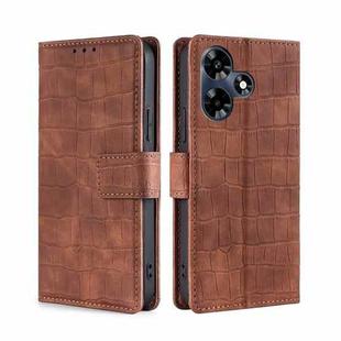 For Infinix Hot 30 4G Skin Feel Crocodile Magnetic Clasp Leather Phone Case(Brown)
