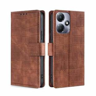 For Infinix Hot 30 Play 4G Skin Feel Crocodile Magnetic Clasp Leather Phone Case(Brown)