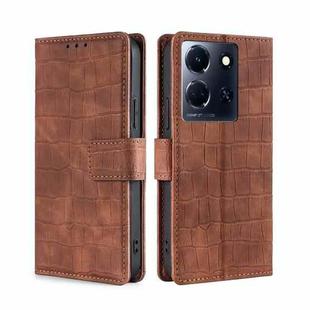For Infinix Note 30 5G Skin Feel Crocodile Magnetic Clasp Leather Phone Case(Brown)
