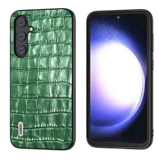 For Samsung Galaxy S23 FE 5G ABEEL Crocodile Texture Genuine Leather Phone Case(Green)