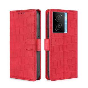 For vivo iQOO Z7x Skin Feel Crocodile Magnetic Clasp Leather Phone Case(Red)