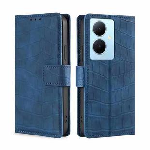 For vivo Y78 Plus 5G Skin Feel Crocodile Magnetic Clasp Leather Phone Case(Blue)