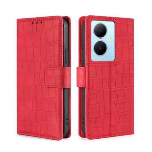 For vivo Y78 Plus 5G Skin Feel Crocodile Magnetic Clasp Leather Phone Case(Red)