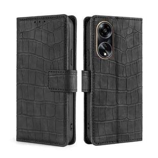 For OPPO A1 5G Skin Feel Crocodile Magnetic Clasp Leather Phone Case(Black)