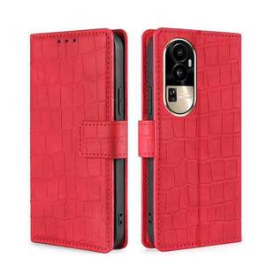For OPPO Reno10 Pro 5G Skin Feel Crocodile Magnetic Clasp Leather Phone Case(Red)