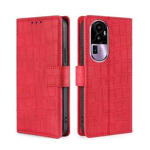 For OPPO Reno10 Pro+ 5G Skin Feel Crocodile Magnetic Clasp Leather Phone Case(Red)