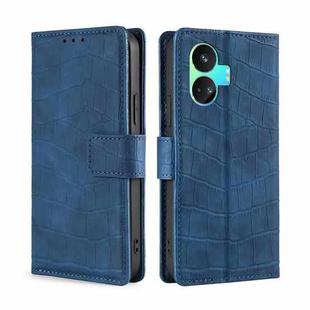 For Realme 11 Pro / 11 Pro+ 5G Skin Feel Crocodile Magnetic Clasp Leather Phone Case(Blue)