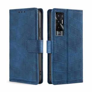 For Tecno Pova 5G Skin Feel Crocodile Magnetic Clasp Leather Phone Case(Blue)