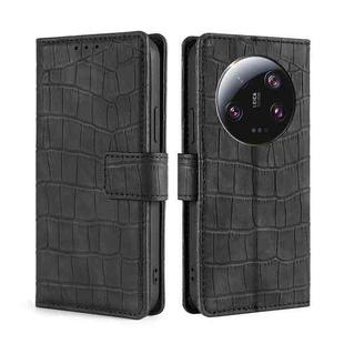 For Xiaomi 13 Ultra 5G Skin Feel Crocodile Magnetic Clasp Leather Phone Case(Black)