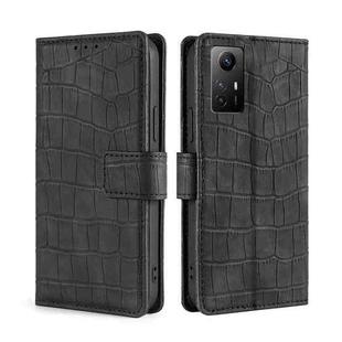 For Xiaomi Redmi Note 12S 4G Skin Feel Crocodile Magnetic Clasp Leather Phone Case(Black)