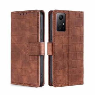 For Xiaomi Redmi Note 12S 4G Skin Feel Crocodile Magnetic Clasp Leather Phone Case(Brown)