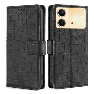 For Xiaomi Redmi Note 13R Pro 5G Skin Feel Crocodile Magnetic Clasp Leather Phone Case(Black)