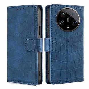 For Xiaomi 14 Ultra 5G Skin Feel Crocodile Magnetic Clasp Leather Phone Case(Blue)