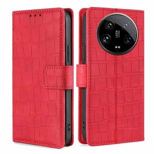 For Xiaomi 14 Ultra 5G Skin Feel Crocodile Magnetic Clasp Leather Phone Case(Red)