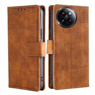 For Xiaomi Civi 4 Pro Skin Feel Crocodile Magnetic Clasp Leather Phone Case(Brown)