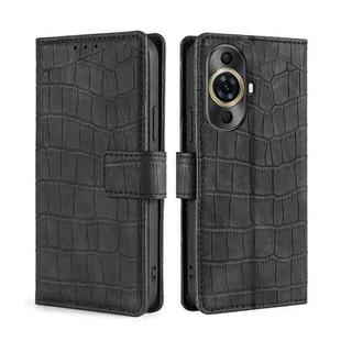 For Huawei nova 11 Pro 4G / 11 Ultra 4G Skin Feel Crocodile Magnetic Clasp Leather Phone Case(Black)