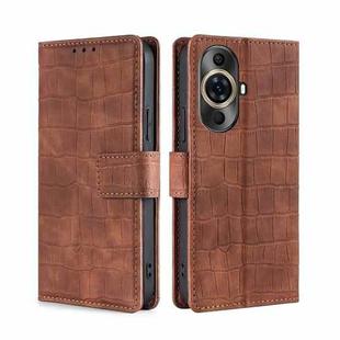 For Huawei nova 11 Pro 4G / 11 Ultra 4G Skin Feel Crocodile Magnetic Clasp Leather Phone Case(Brown)