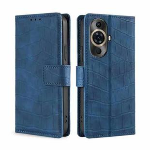 For Huawei nova 11 Pro 4G / 11 Ultra 4G Skin Feel Crocodile Magnetic Clasp Leather Phone Case(Blue)