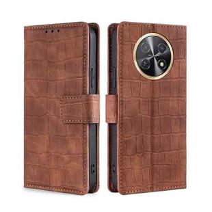 For Huawei Enjoy 60X Skin Feel Crocodile Magnetic Clasp Leather Phone Case(Brown)