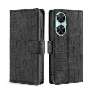 For Huawei Enjoy 60 Pro / nova 11i Skin Feel Crocodile Magnetic Clasp Leather Phone Case(Black)