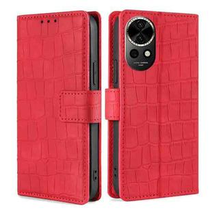 For Huawei nova 12 5G Skin Feel Crocodile Magnetic Clasp Leather Phone Case(Red)