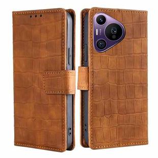 For Huawei Pura 70 Pro / 70 Pro+ 5G Skin Feel Crocodile Magnetic Clasp Leather Phone Case(Brown)
