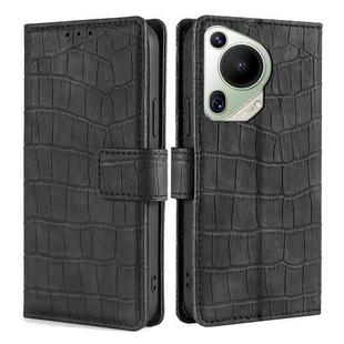 For Huawei Pura 70 Ultra 5G Skin Feel Crocodile Magnetic Clasp Leather Phone Case(Black)