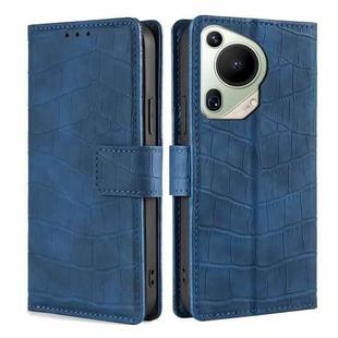 For Huawei Pura 70 Ultra 5G Skin Feel Crocodile Magnetic Clasp Leather Phone Case(Blue)