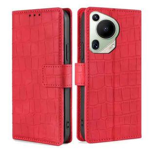 For Huawei Pura 70 Ultra 5G Skin Feel Crocodile Magnetic Clasp Leather Phone Case(Red)