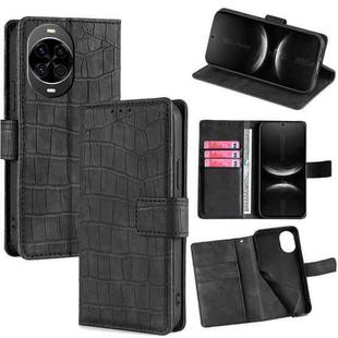 For Huawei nova 14 5G Skin Feel Crocodile Magnetic Clasp Leather Phone Case(Black)