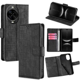 For Huawei nova 14 Pro 5G Skin Feel Crocodile Magnetic Clasp Leather Phone Case(Black)
