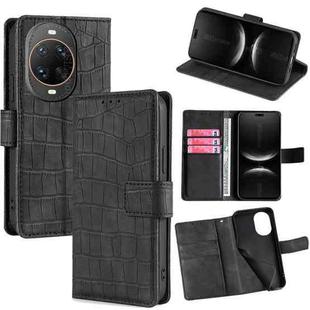 For Huawei nova 14 Ultra 5G Skin Feel Crocodile Magnetic Clasp Leather Phone Case(Black)