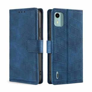 For Nokia C12 Skin Feel Crocodile Magnetic Clasp Leather Phone Case(Blue)
