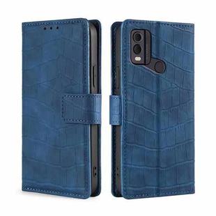 For Nokia C22 Skin Feel Crocodile Magnetic Clasp Leather Phone Case(Blue)