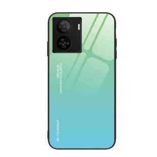 For vivo iQOO Z7 Gradient Color Glass Phone Case(Green Cyan)