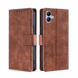For Samsung Galaxy A04e 4G Skin Feel Crocodile Magnetic Clasp Leather Phone Case(Brown)