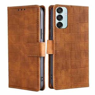 For Samsung Galaxy M15 5G Skin Feel Crocodile Magnetic Clasp Leather Phone Case(Brown)